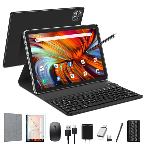 Android Tablet 2025 Latest Tablet 10 inch Android 13 Tablet with Keyboard128GB ROM 16GB RAM TF1TB ExpandOcta-Core Tablet with 5GWiFi1080FHD13MP+8MPCameraBluetooth5.0GPSMouseCaseBlack